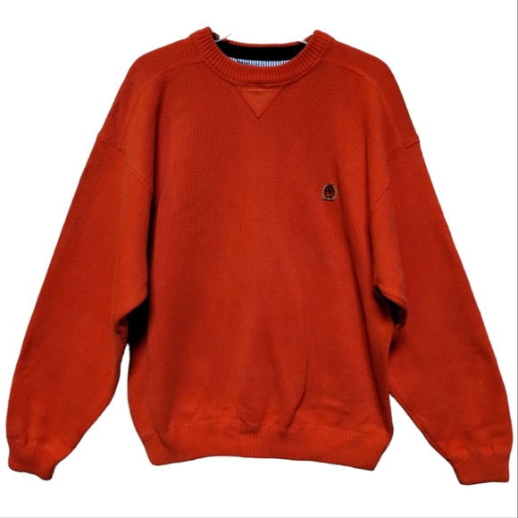 Tommy Hilfiger Other - Vintage Men's/Unisex Tommy Hilfiger Crest Knit Orange Heavy Weight Sweater L